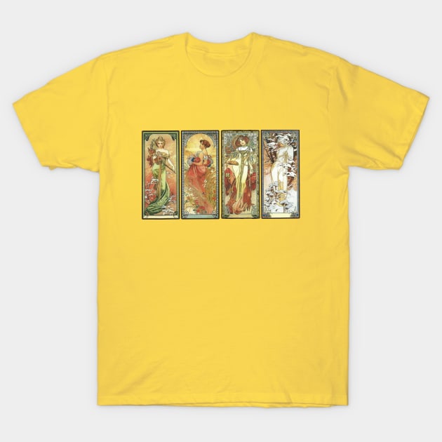 Art Nouveau 4 Seasons Art T-Shirt by AlondraHanley